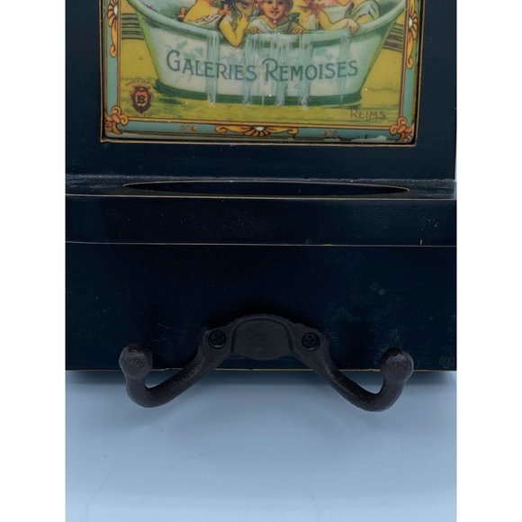 French Savon Des Gentils Bebes Small Wooden Shelf With Tile Display and Metal H - Picture 8 of 8